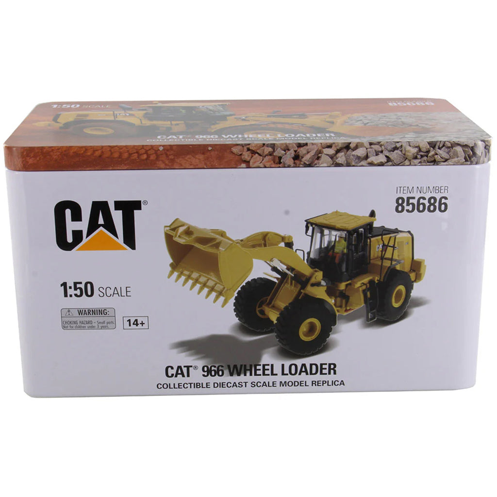 Boxed CAT 966 Wheel Loader model on a white background