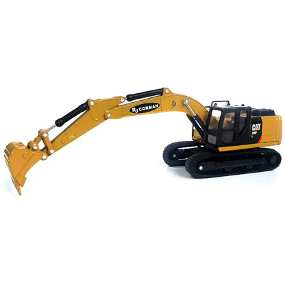 Model of a Caterpillar 320F L Hydraulic Excavator for RJ Corman Railroad Group on a White Background