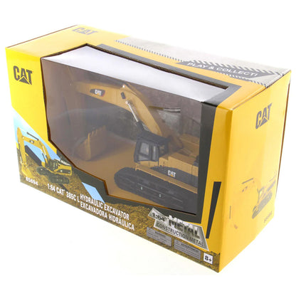 Model of a Caterpillar 385C L Hydraulic Excavator in Window Box Packaging on a White Background