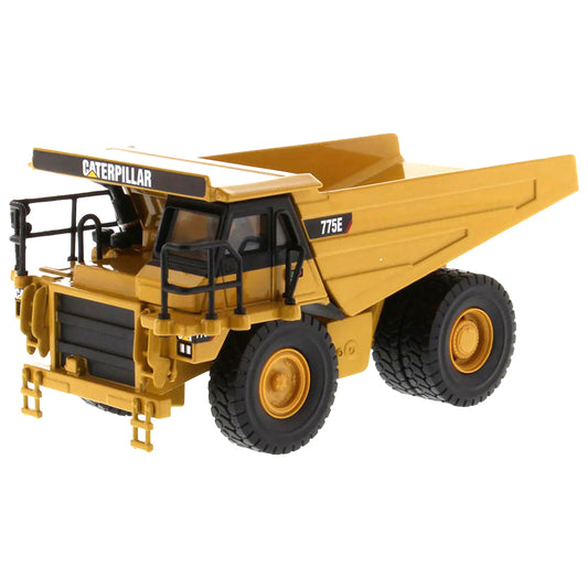 Model of a Caterpillar 775E Off-Highway Dump Truck on a White Background