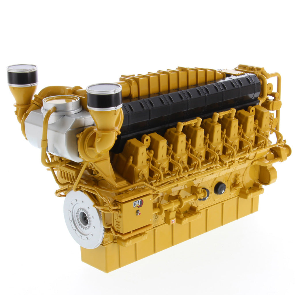 A CAT industrial natural gas engine model painted in the signature yellow and black color scheme, shown on a clean white background.