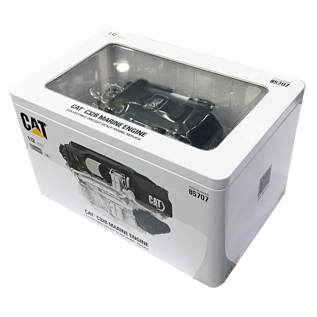 Caterpillar marine engine model in packaging on a white background