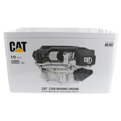 Boxed model of a CAT C32B Marine Engine on a white background