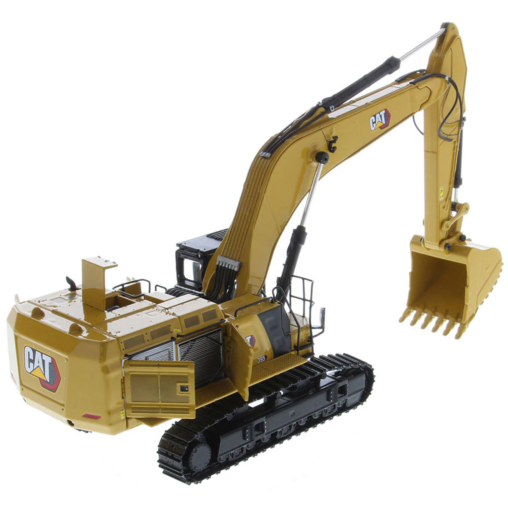 Model of a Caterpillar 395 Super Large Next-Generation Hydraulic Excavator GP Version with Bucket on a White Background