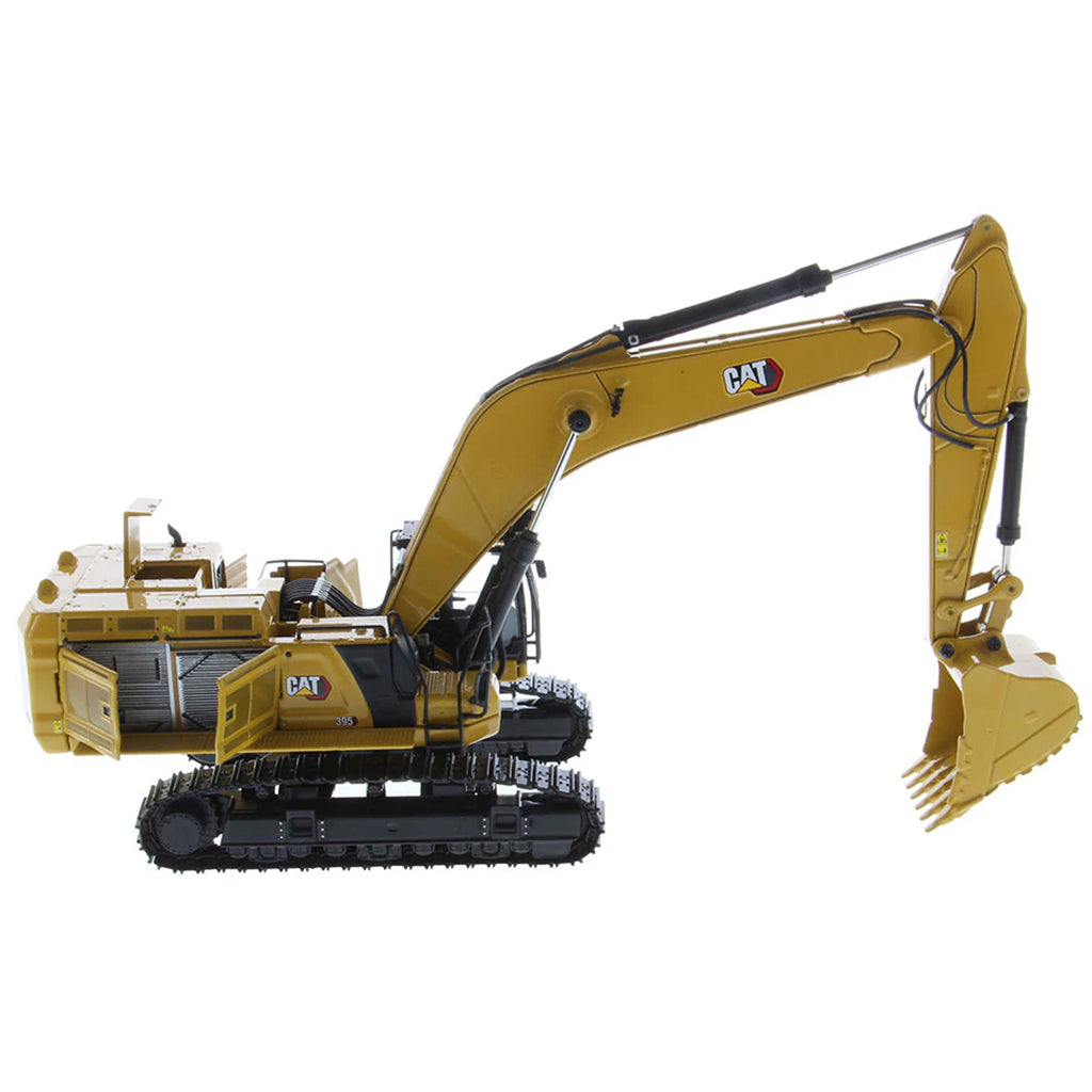 Model of a Caterpillar 395 Super Large Next-Generation Hydraulic Excavator GP Version with Bucket on a White Background