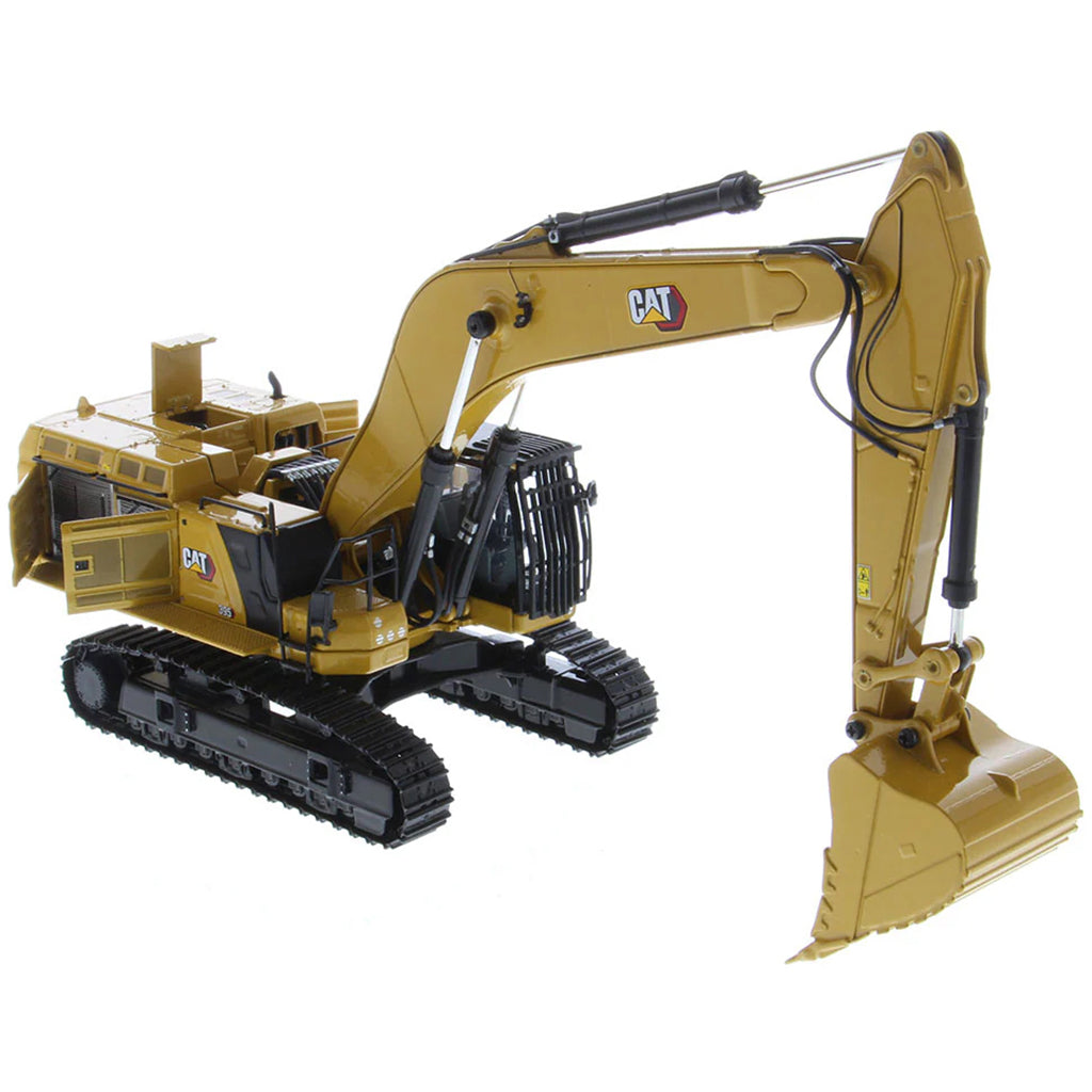 Model of a Caterpillar 395 Super Large Next-Generation Hydraulic Excavator GP Version with Bucket on a White Background