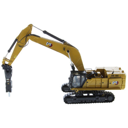 Model of a Caterpillar 395 Super Large Next-Generation Hydraulic Excavator GP Version with Hammer on a White Background
