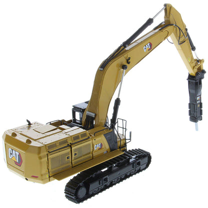 Model of a Caterpillar 395 Super Large Next-Generation Hydraulic Excavator GP Version with Hammer on a White Background