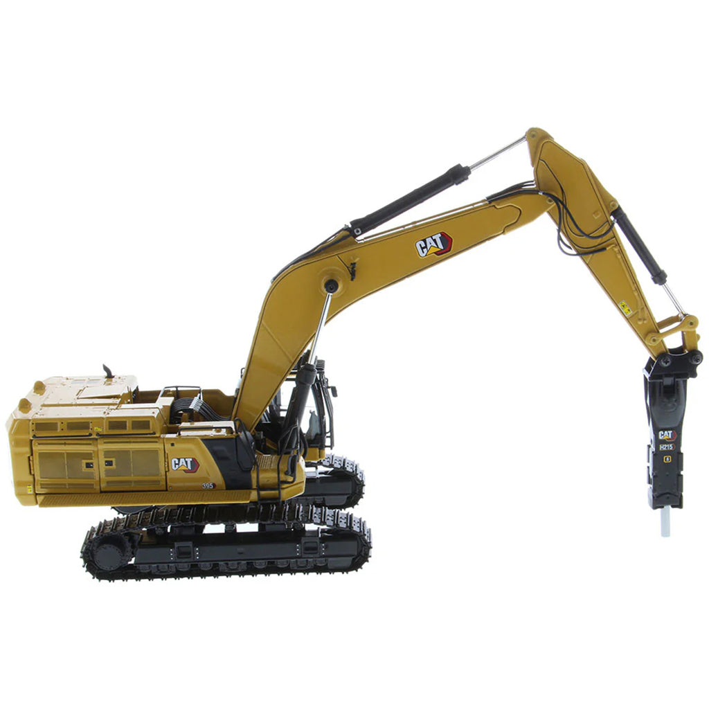 Model of a Caterpillar 395 Super Large Next-Generation Hydraulic Excavator GP Version with Hammer on a White Background