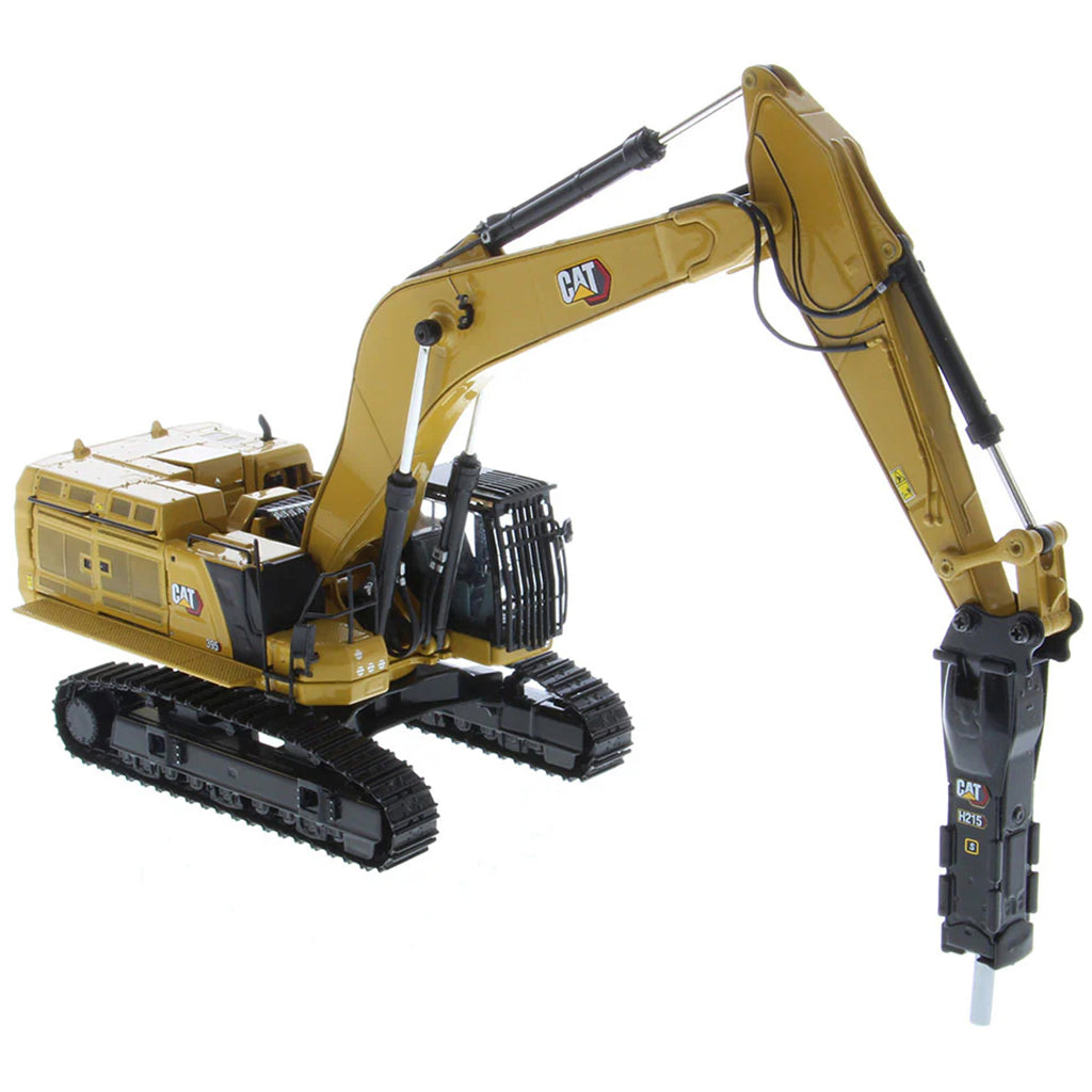 Model of a Caterpillar 395 Super Large Next-Generation Hydraulic Excavator GP Version with Hammer on a White Background