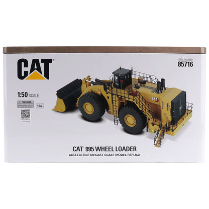 Boxed CAT 995 Wheel Loader model on a white background