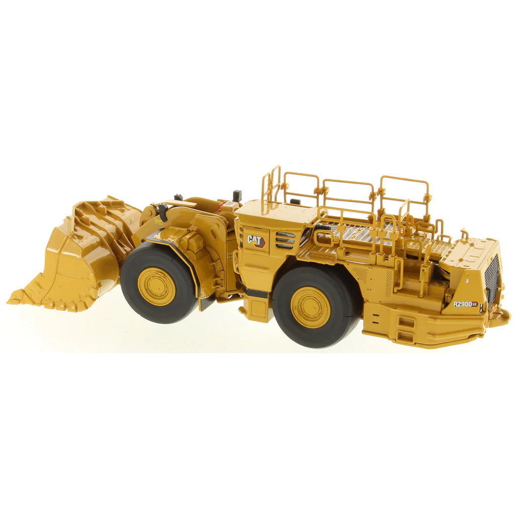 Model of a Caterpillar R2900 XE Underground Mining Loader on a White Background