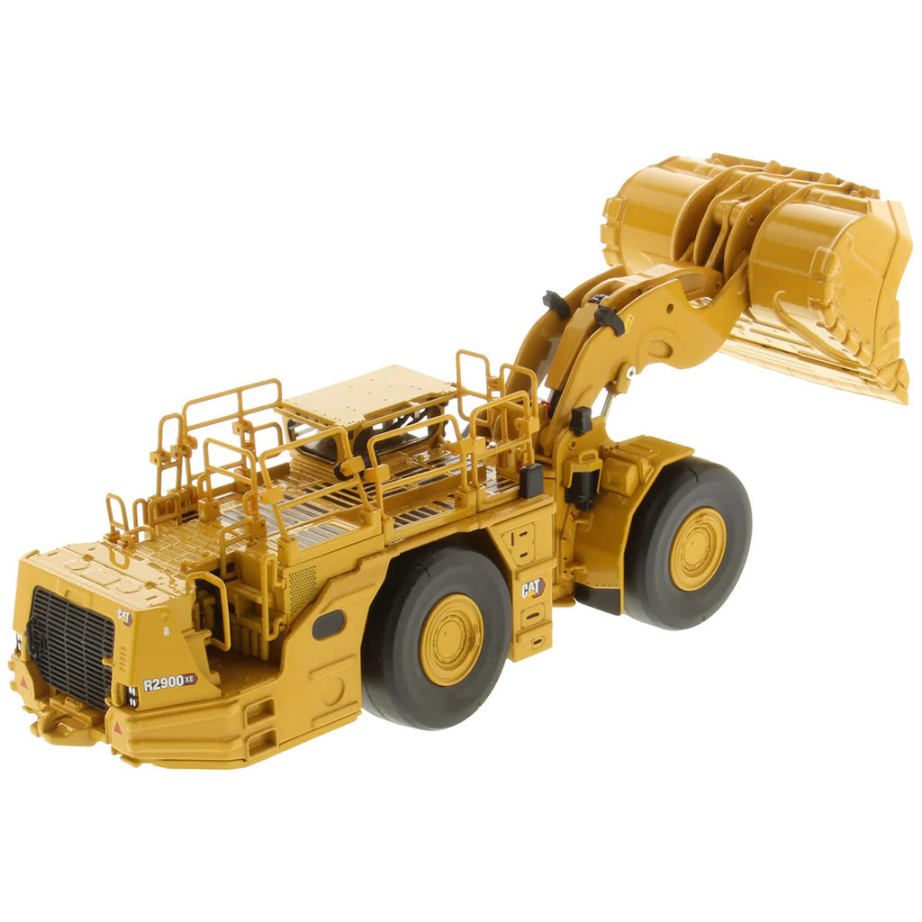 Model of a Caterpillar R2900 XE Underground Mining Loader on a White Background