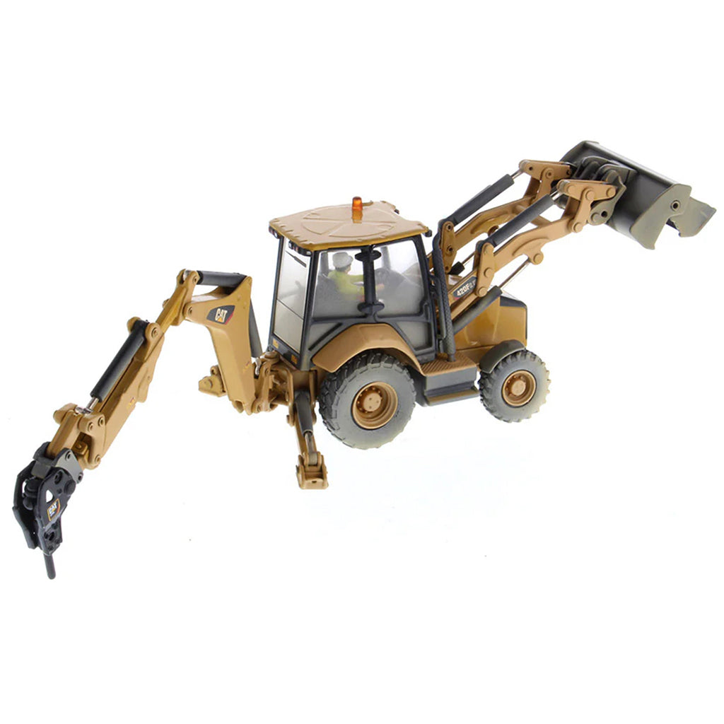 Model of a Weathered Caterpillar 420F2 IT Backhoe Loader on a White Background