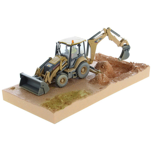 Model of a Weathered Caterpillar 420F2 IT Backhoe Loader on a White Background