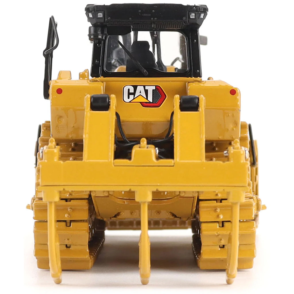 Model of a Yellow Standard Configuration Caterpillar D8 Track-Type Dozer with Rear Ripper on a White Background