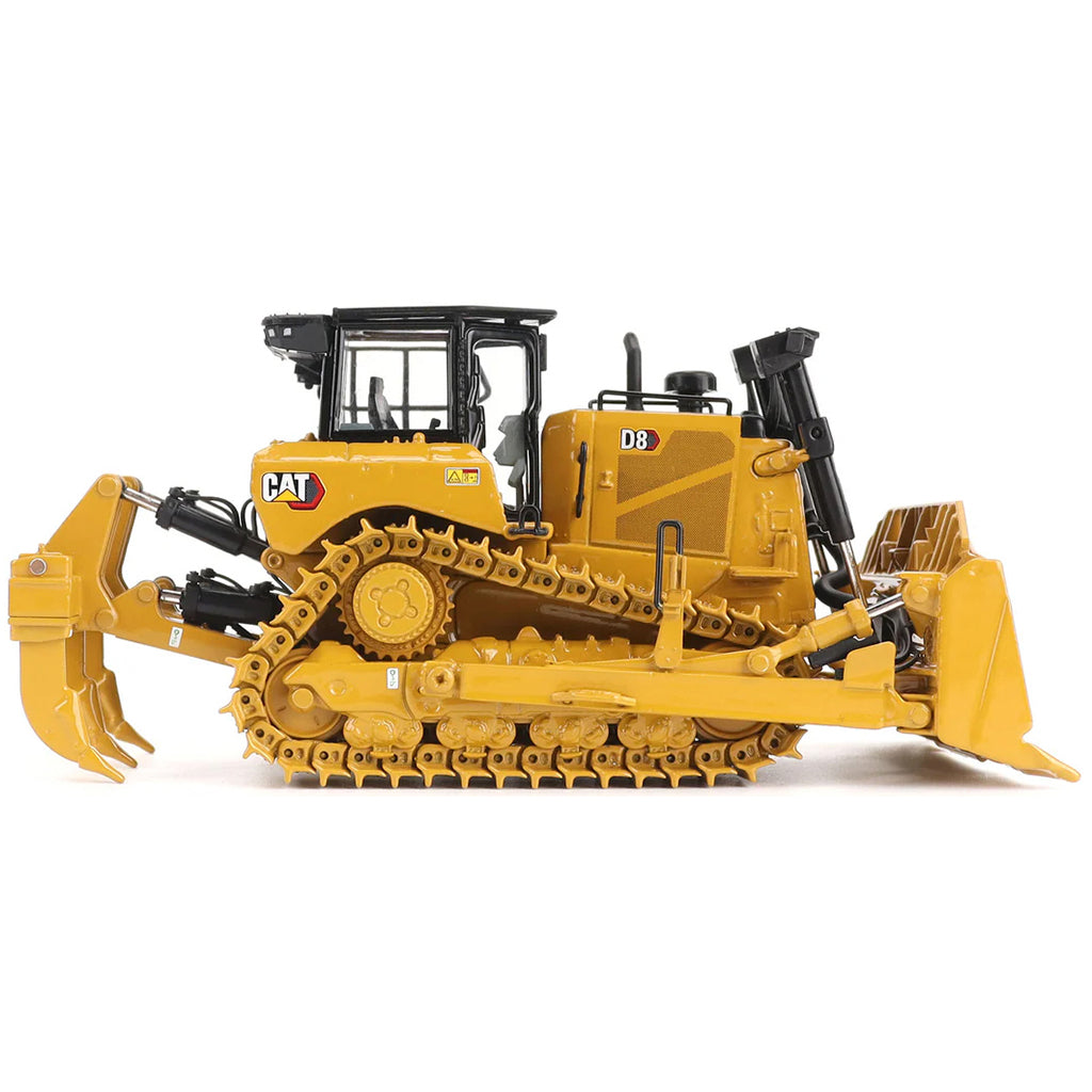 Model of a Yellow Standard Configuration Caterpillar D8 Track-Type Dozer with Rear Ripper on a White Background