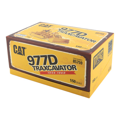 Flip Top Box Packaging with Wore Look Graphics, CAT Branding and Text Photographed on a White Background