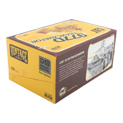 Flip Top Box Packaging with Wore Look Graphics, CAT Branding and Text Photographed on a White Background