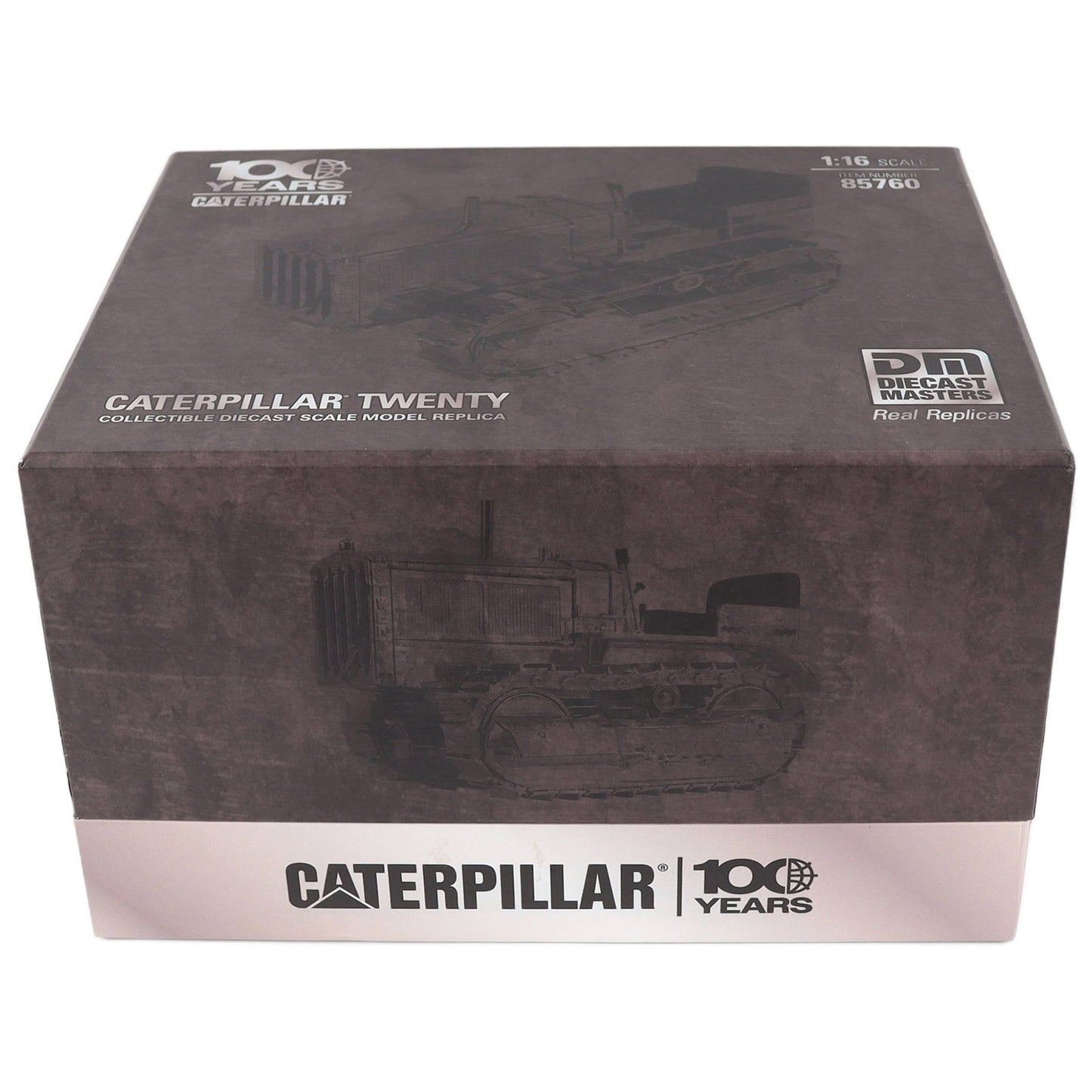 A Earth Toned Box with Caterpillar 100 Years Branding