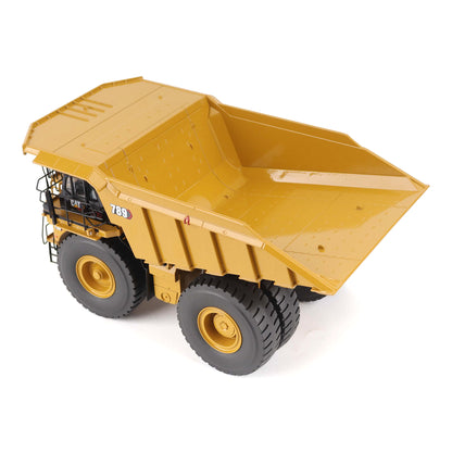 1:50 Scale Diecast Model of a Cat Yellow Caterpillar 789 Mining Truck on a White Background