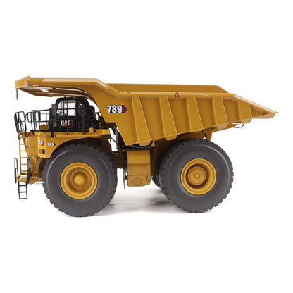1:50 Scale Diecast Model of a Cat Yellow Caterpillar 789 Mining Truck on a White Background