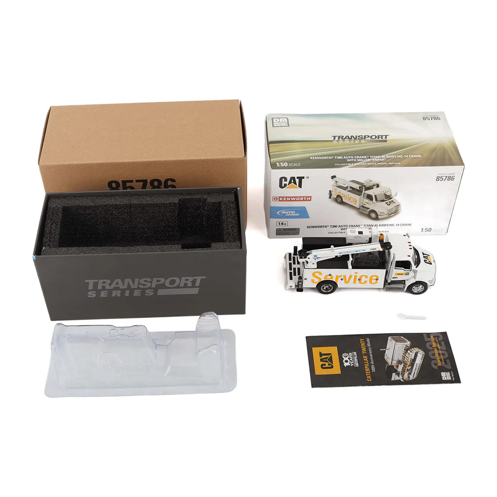 Model service truck with packaging and accessories on a white background