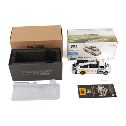 Model service truck with packaging and accessories on a white background
