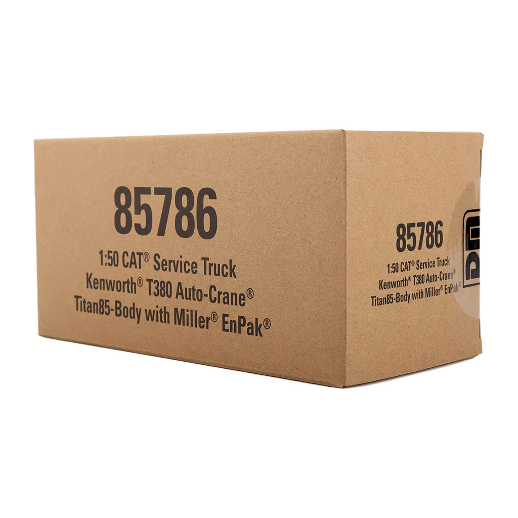 Cardboard box with model information on a white background