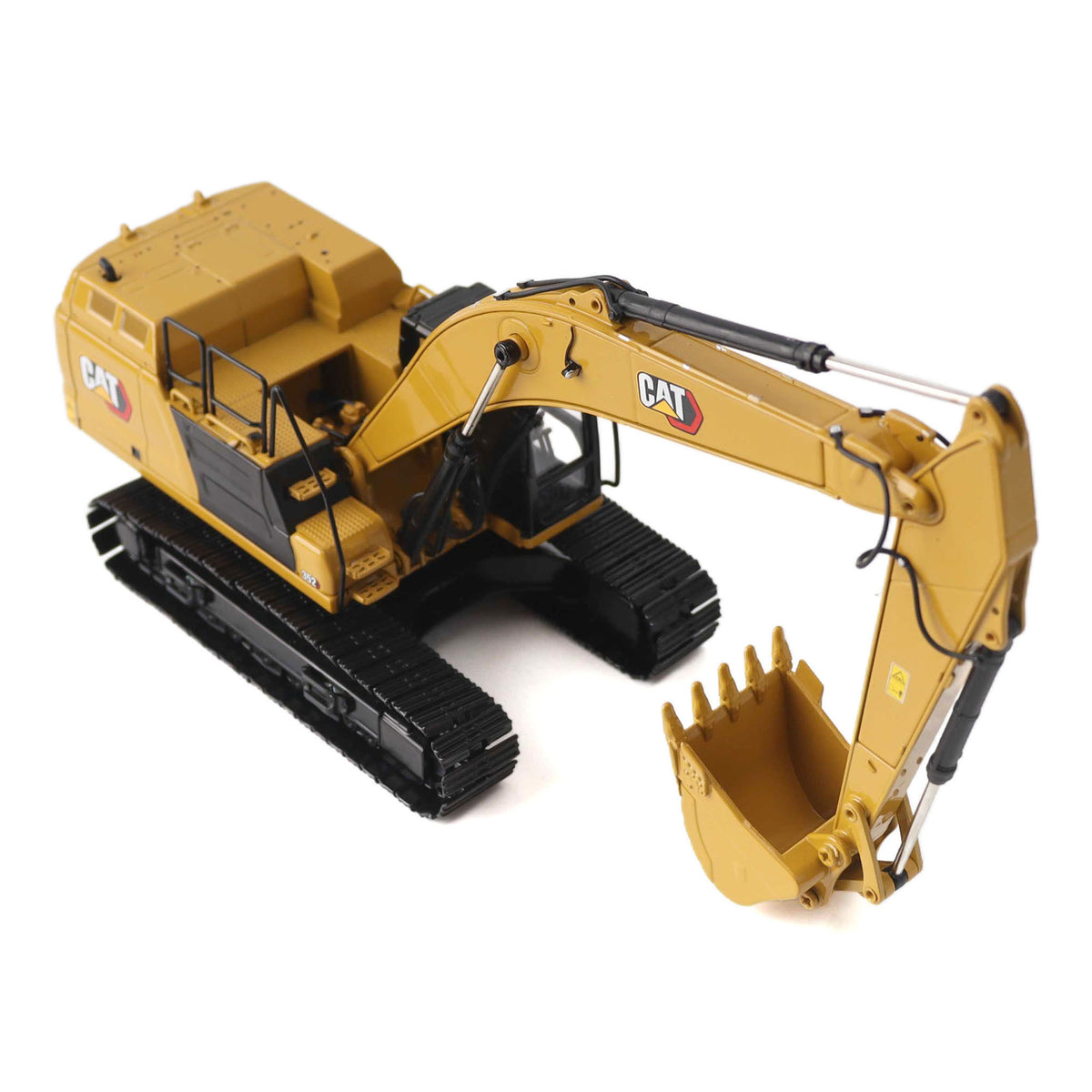 1:50th Scale Diecast Model in CAT Yellow & Black of a Caterpillar 352 Excavator Photographed on a White Background