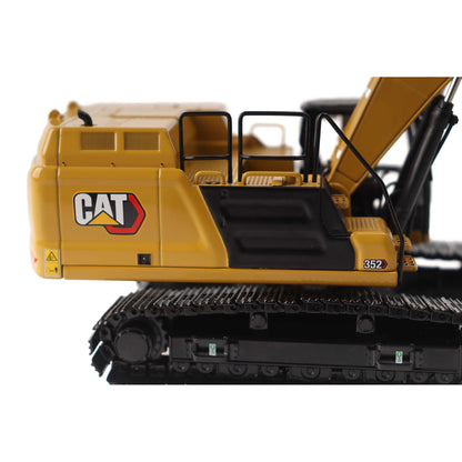 1:50th Scale Diecast Model in CAT Yellow & Black of a Caterpillar 352 Excavator Photographed on a White Background
