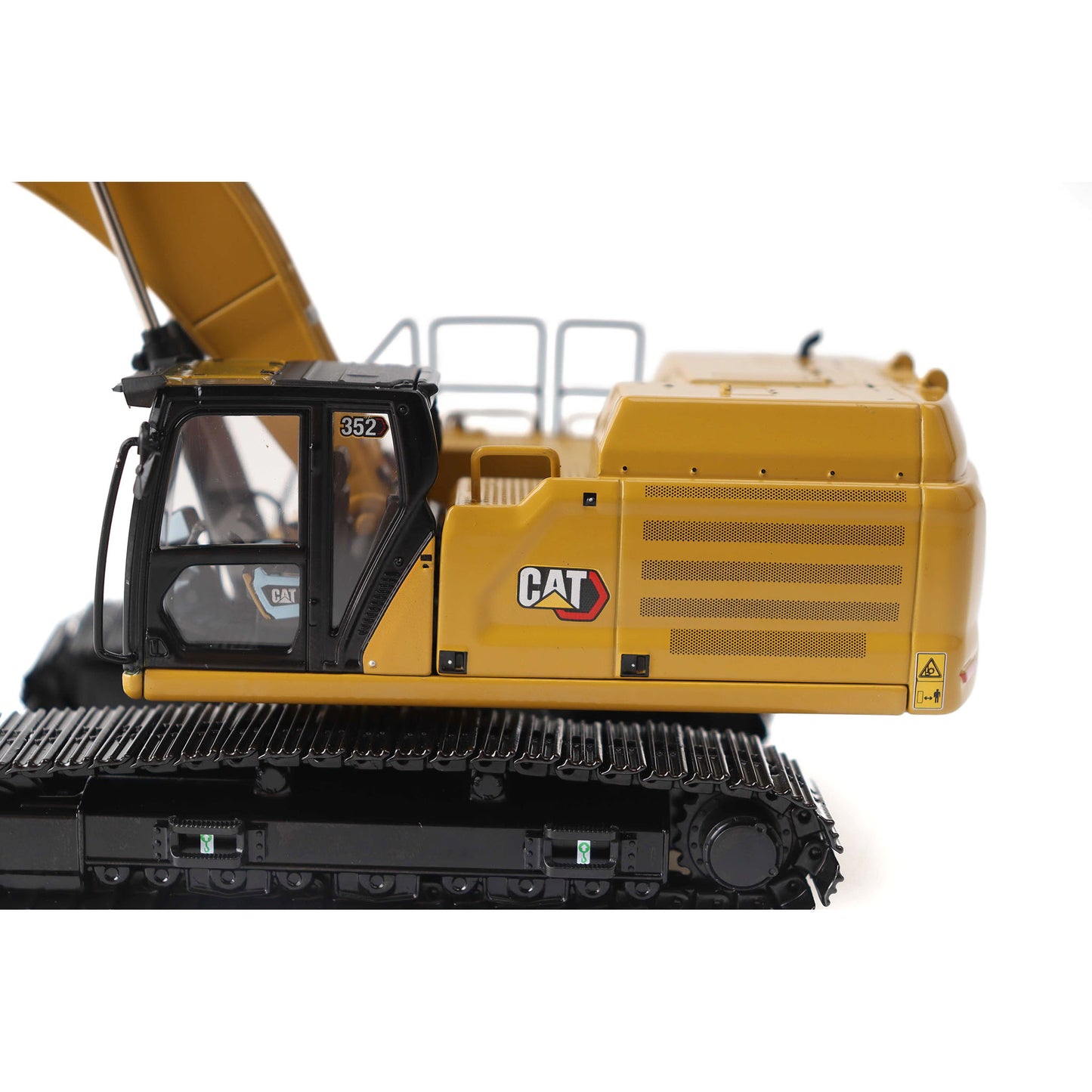 1:50th Scale Diecast Model in CAT Yellow & Black of a Caterpillar 352 Excavator Photographed on a White Background