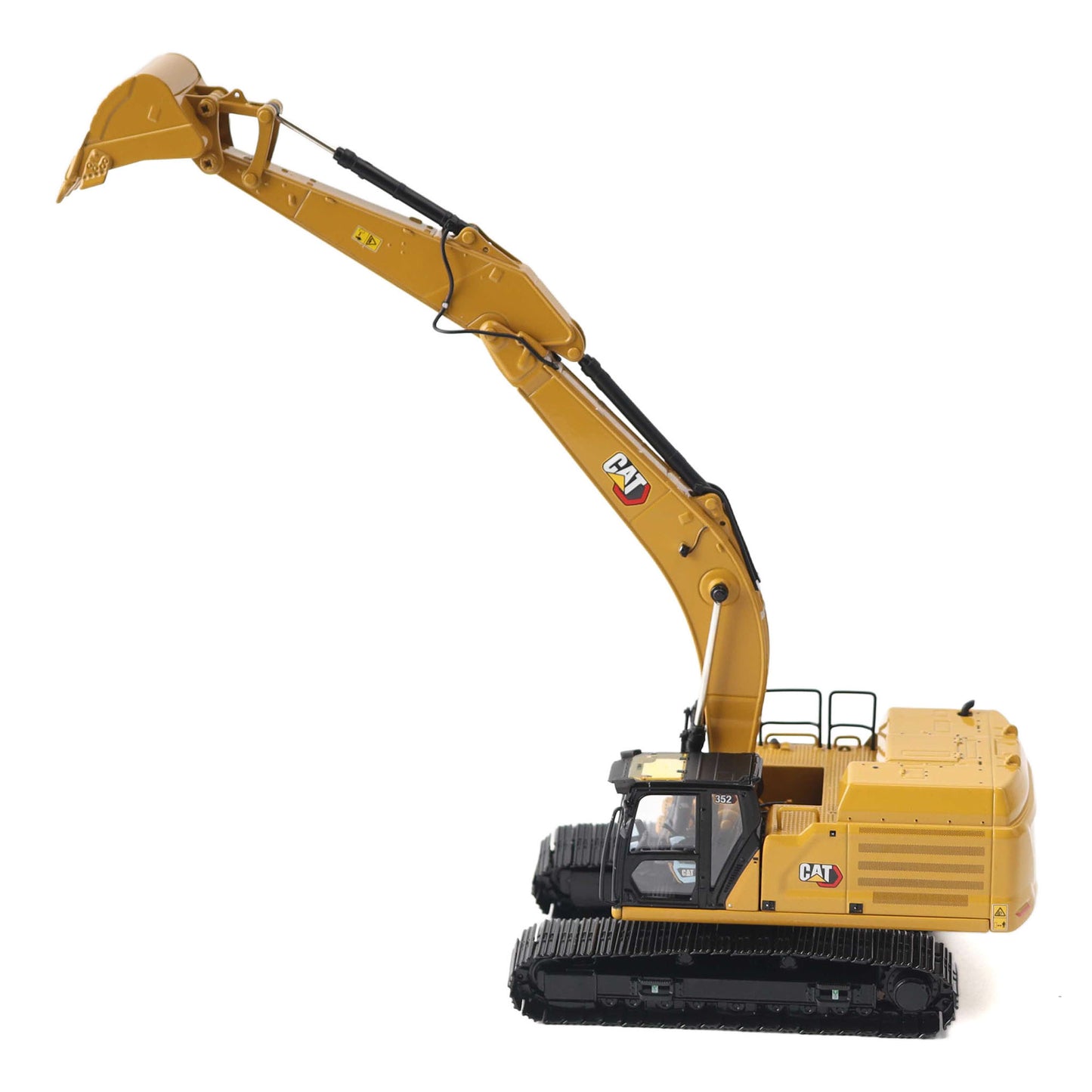 1:50th Scale Diecast Model in CAT Yellow & Black of a Caterpillar 352 Excavator Photographed on a White Background