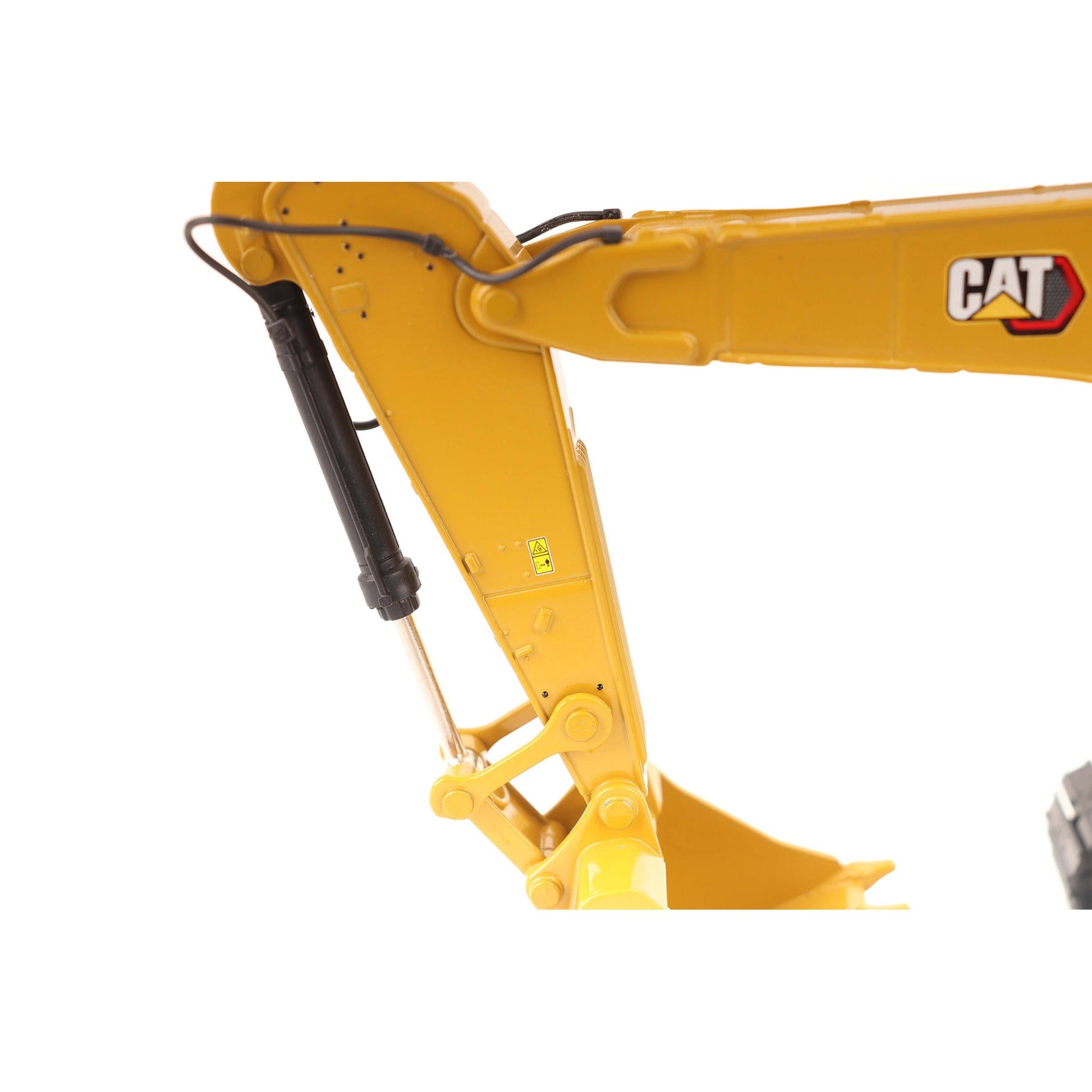 1:50th Scale Diecast Model in CAT Yellow & Black of a Caterpillar 374 Excavator Photographed on a White Background