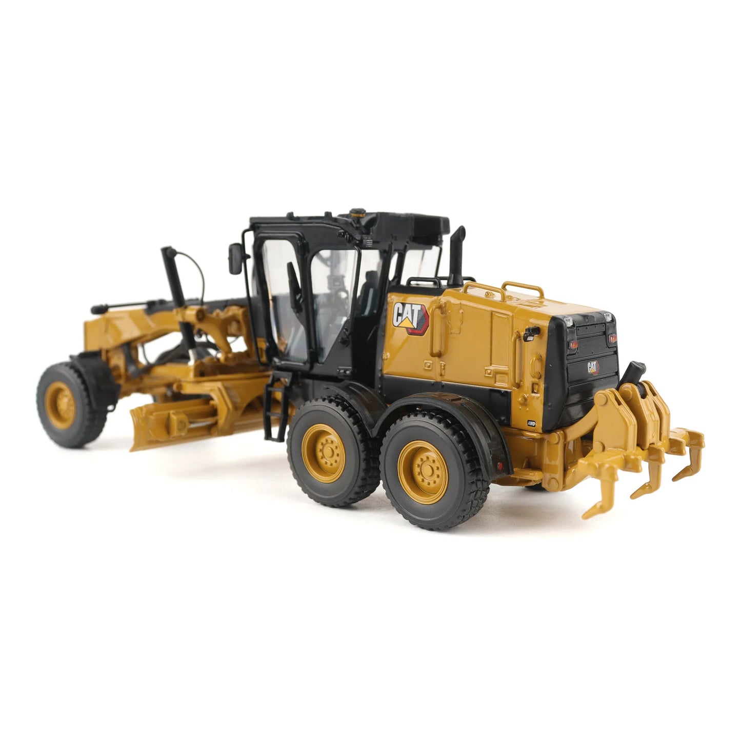 Model of a Caterpillar 140 LVR Motor Grader on a White Background