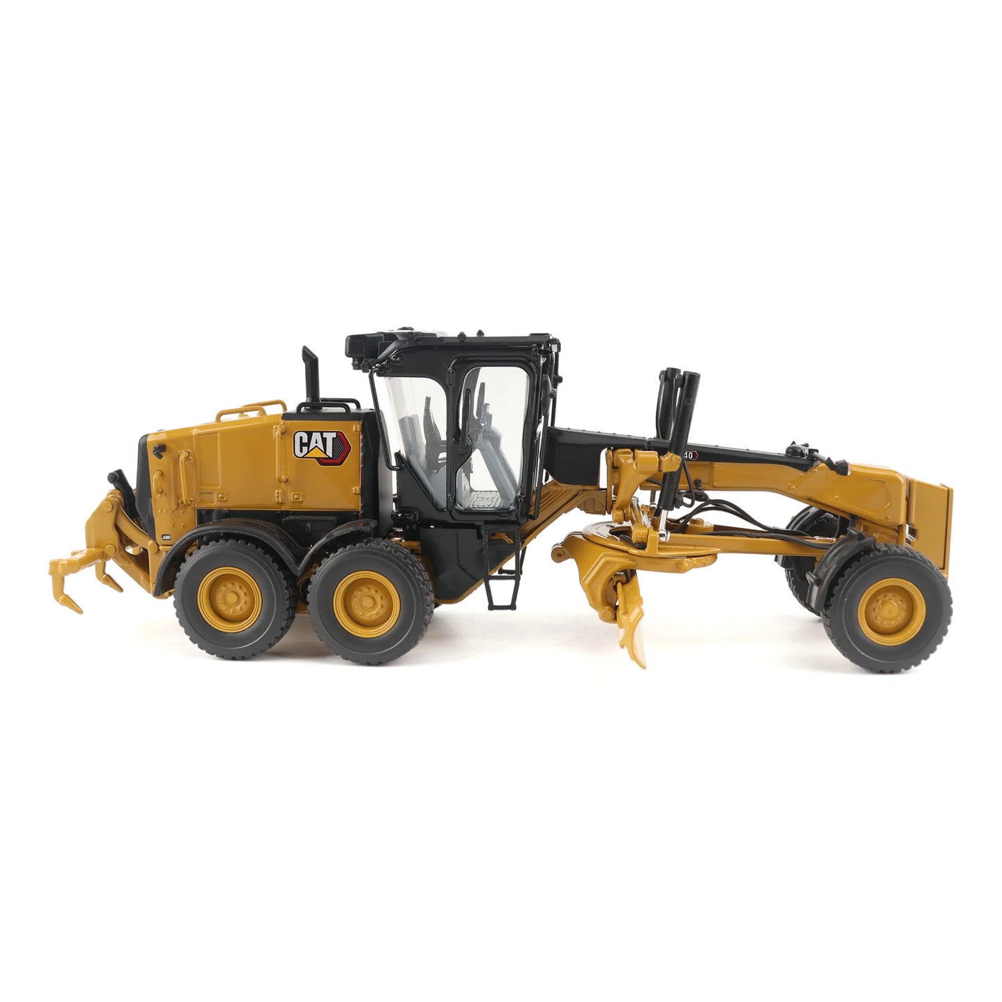 Model of a Caterpillar 140 LVR Motor Grader on a White Background