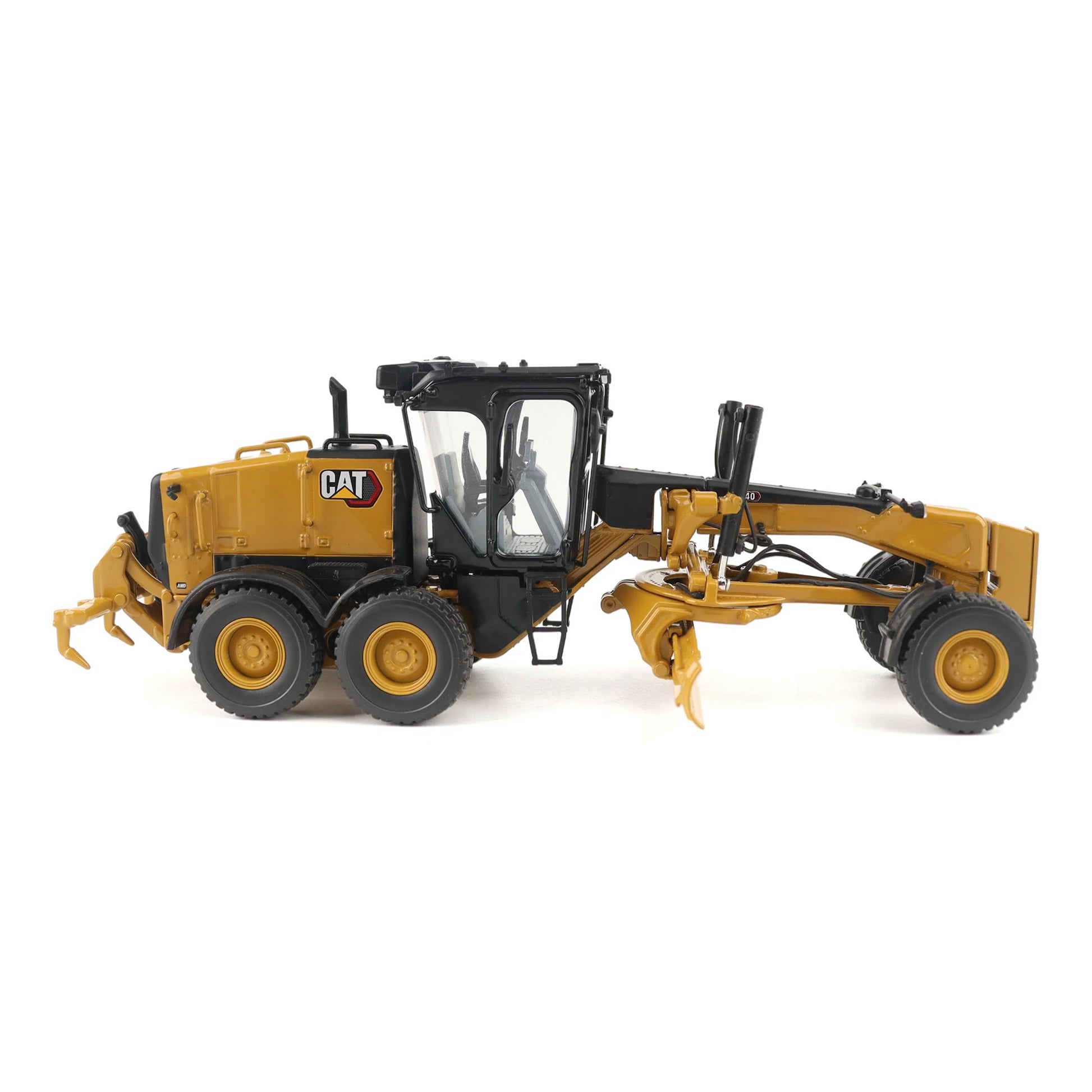 Model of a Caterpillar 140 LVR Motor Grader on a White Background