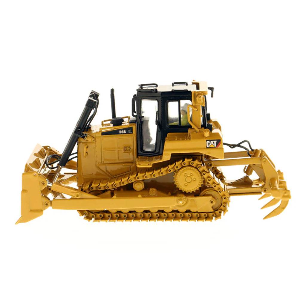 Model of a Caterpillar D6R Track-Type Dozer with Rear Ripper on a White Background