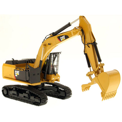 Model of a Caterpillar 568G F Hydraulic Excavator in a Road Builder Configuration with Thumb on a White Background