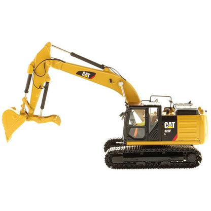 Model of a Caterpillar 320F L Hydraulic Excavator w/Thumb on a White Background