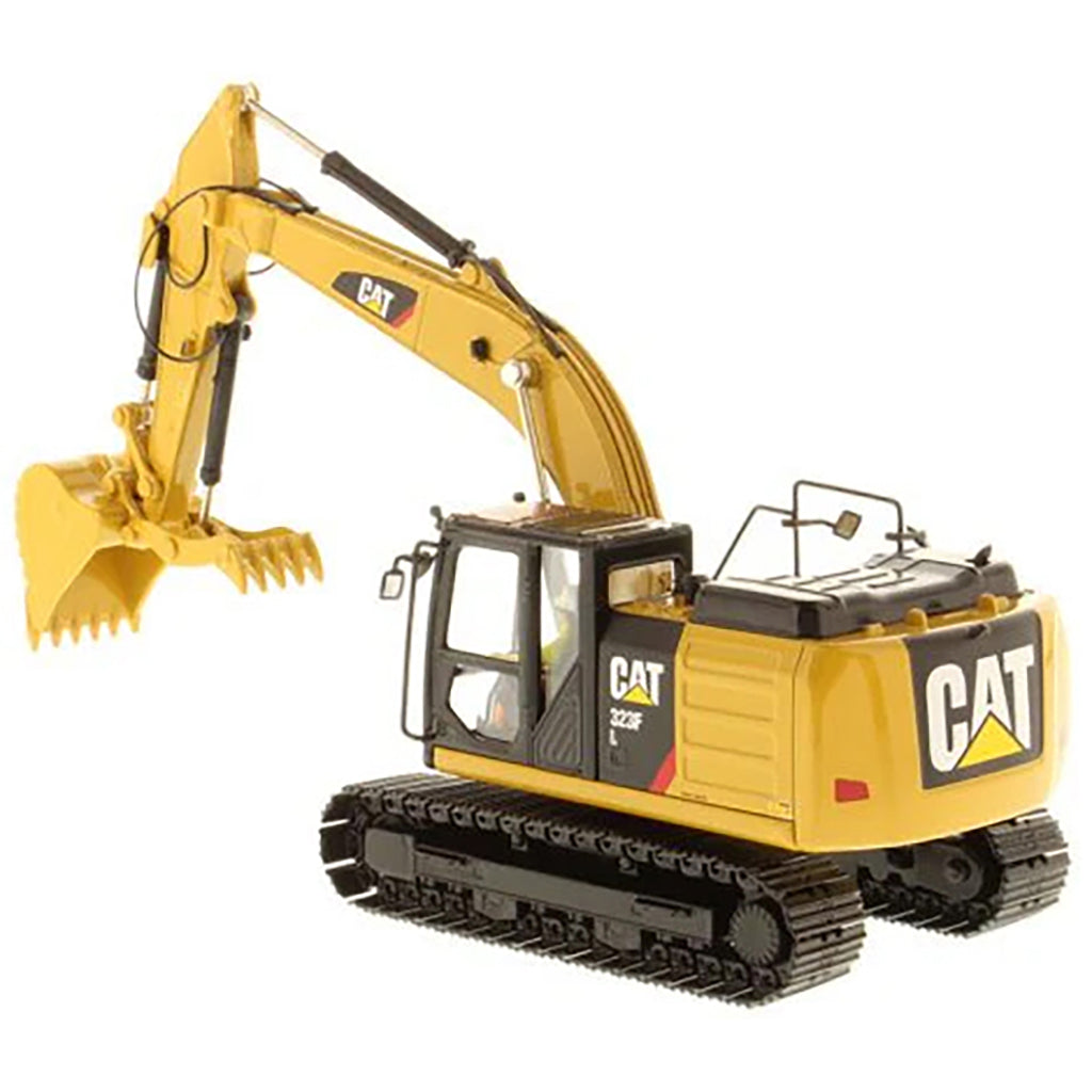 Model of a Caterpillar 320F L Hydraulic Excavator w/Thumb on a White Background