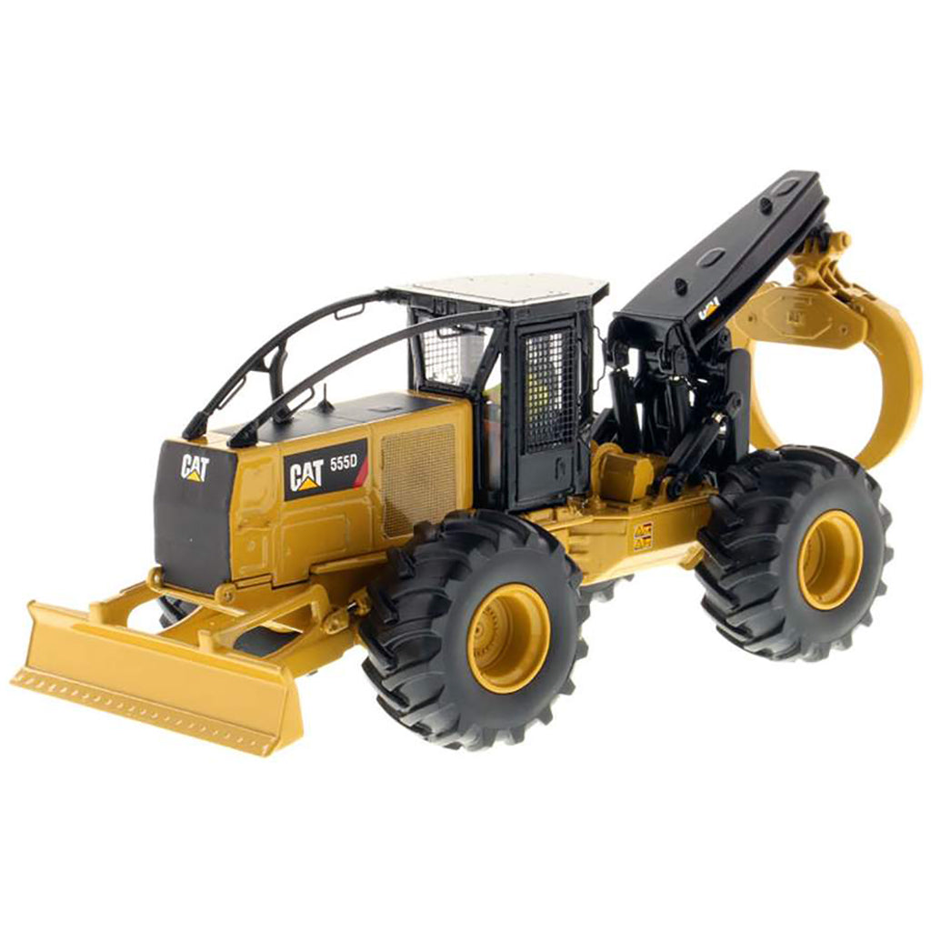 Model of a Caterpillar 555D Wheeled Log Skidder on a White Background