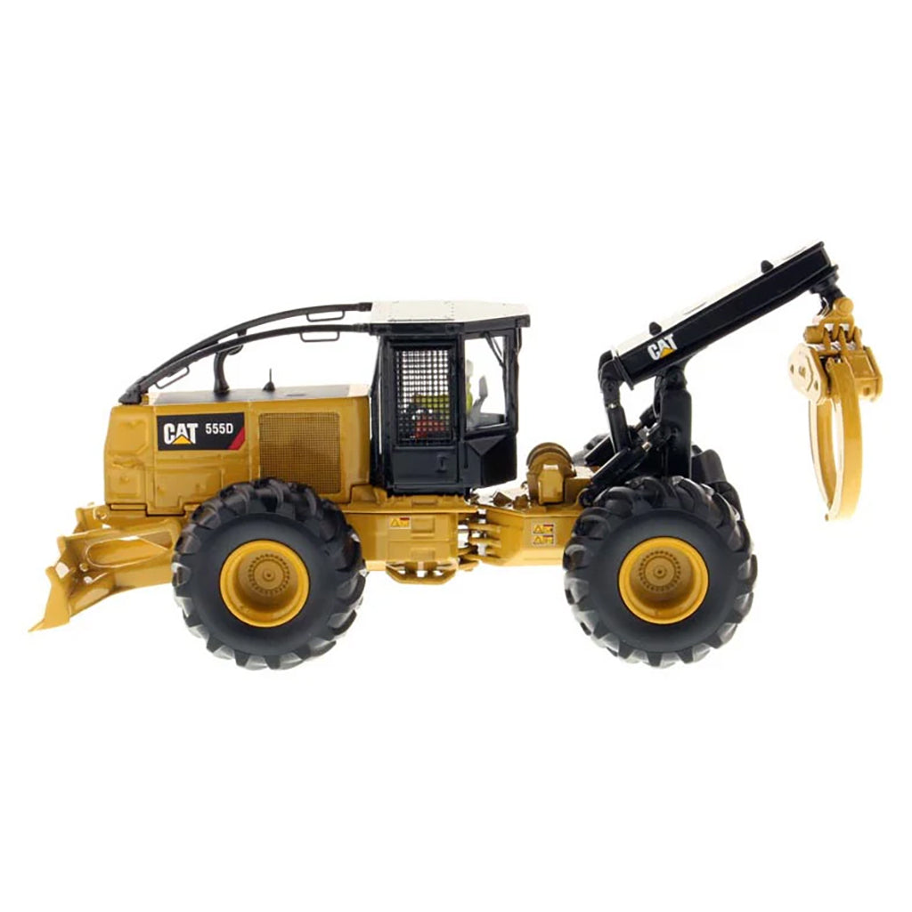 Model of a Caterpillar 555D Wheeled Log Skidder on a White Background