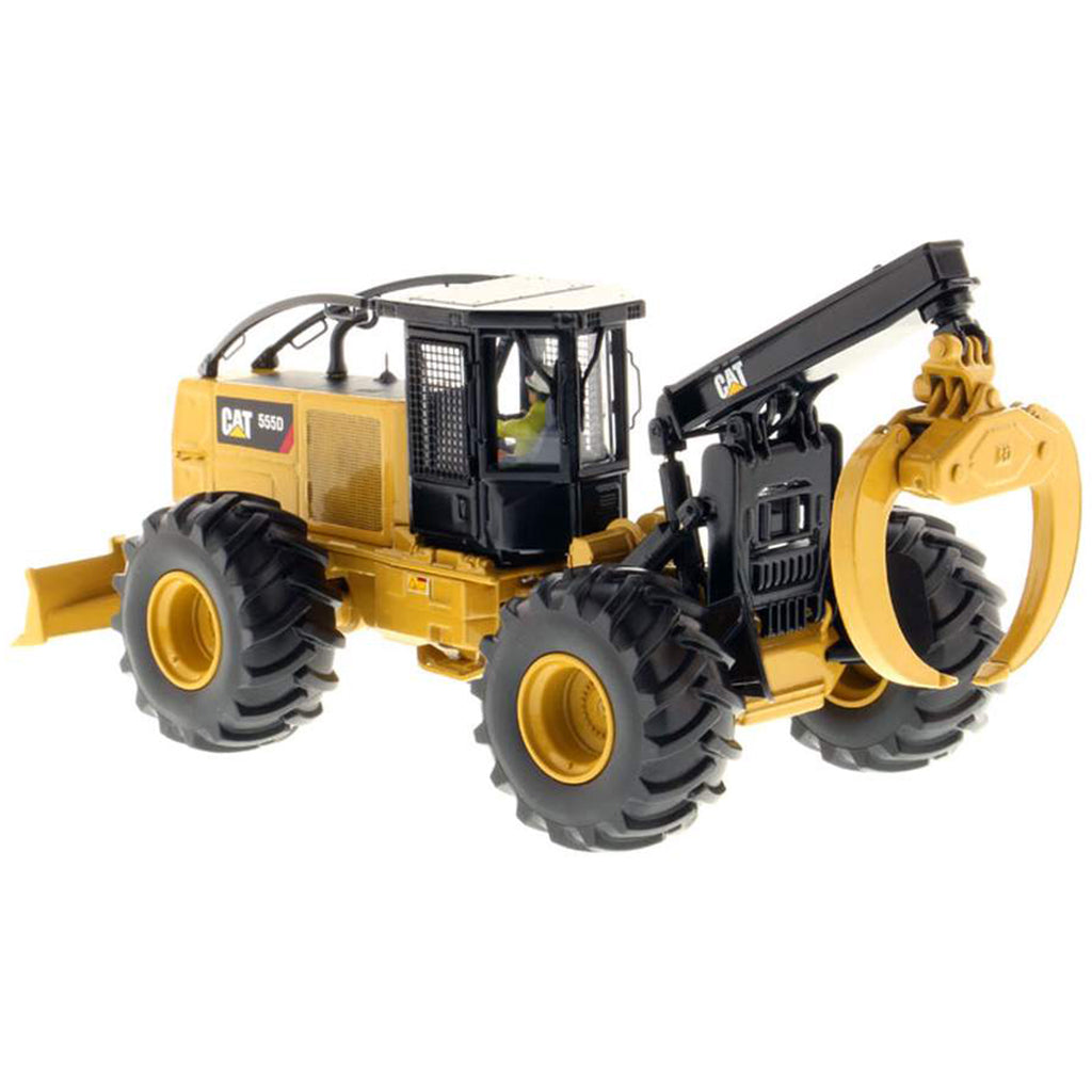 Model of a Caterpillar 555D Wheeled Log Skidder on a White Background