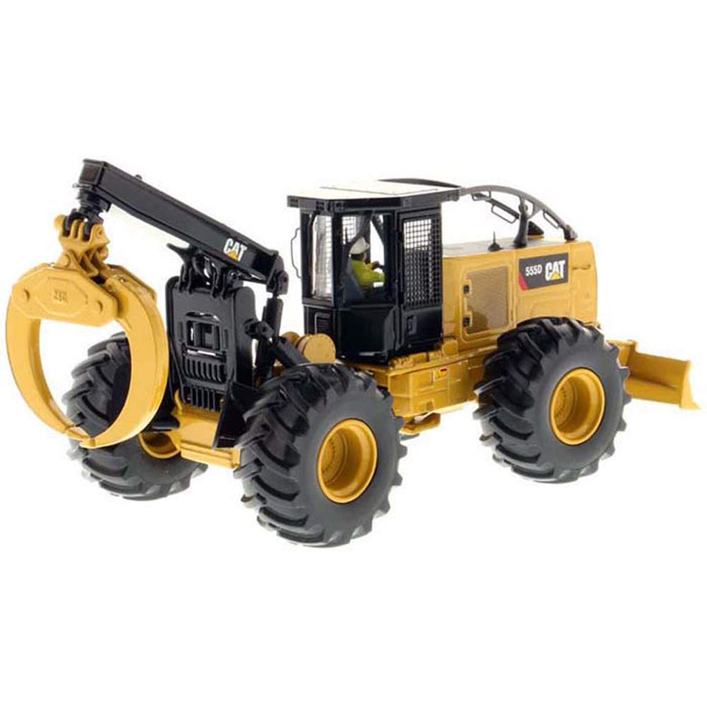 Model of a Caterpillar 555D Wheeled Log Skidder on a White Background
