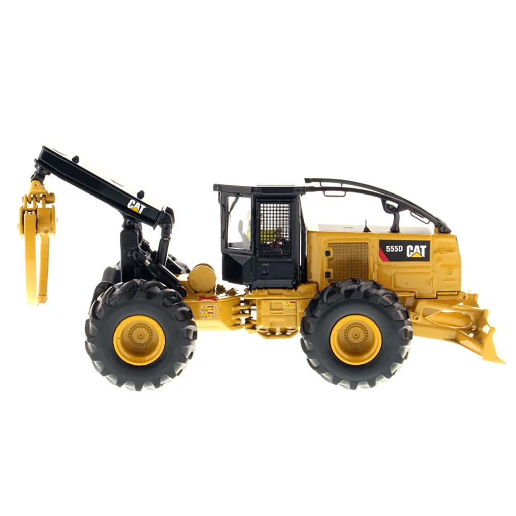 Model of a Caterpillar 555D Wheeled Log Skidder on a White Background