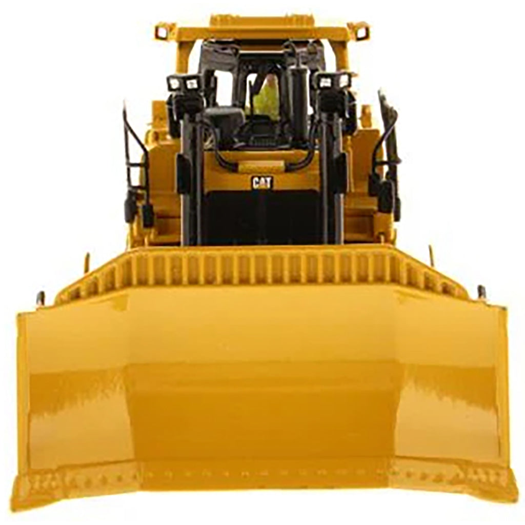 Model of a Yellow Caterpillar D9T Track-Type Dozer with Rear Ripper on a White Background
