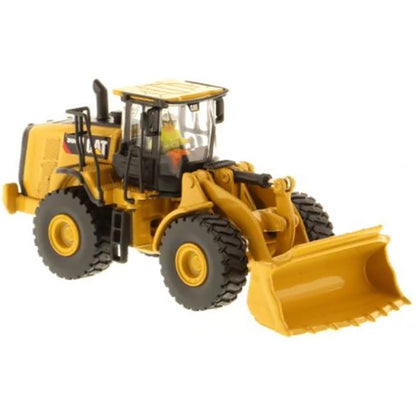 Model of a Caterpillar 966M Wheel Loader on a White Background