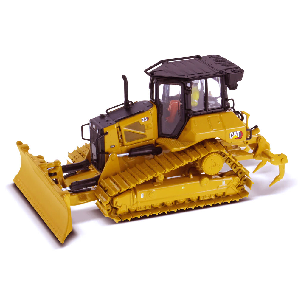 Model of a Caterpillar D5 LGP VPAT Track-Type Dozer with Rear Ripper on a White Background