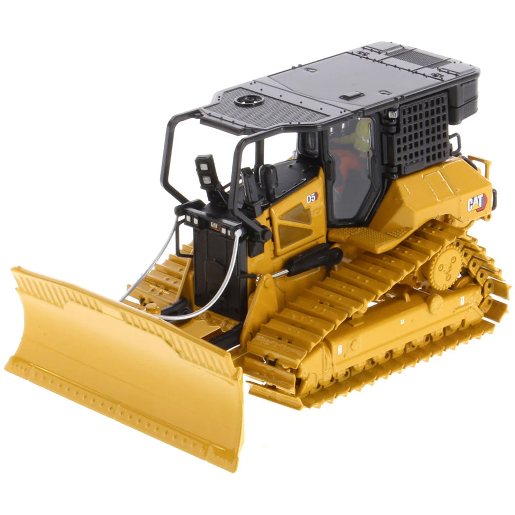 Model of a Caterpillar D5 XR Track-Type Fire Suppression Dozer with Winch on a White Background